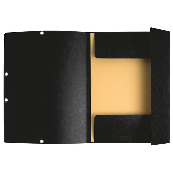 Exacompta 25x Elastikmappe med 3 klapper, 400gsm, Pressepap, A4 - Sort 55501E