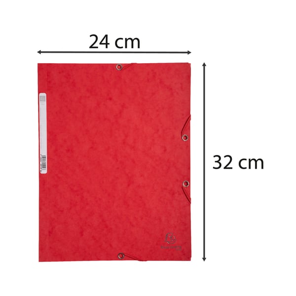 Exacompta 25x Elastikmappe med 3 klapper, 400gsm, Pressepap, A4 - Rød 55505E
