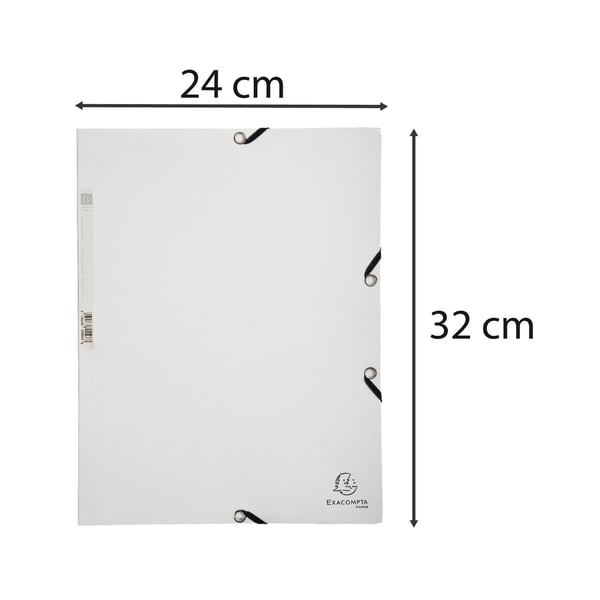 Exacompta 25x Elastikmappe med 3 klapper, 400gsm, Pressepap, A4 - hvid 55506E