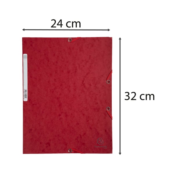 Exacompta 25x Elastikmappe med 3 klapper, 400gsm, Pressepap, A4 - Kirsebær 55525E