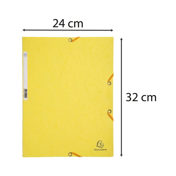 Exacompta 25x Elastikmappe med 3 klapper, 400gsm, Pressepap, A4 - Gul citron 55529E