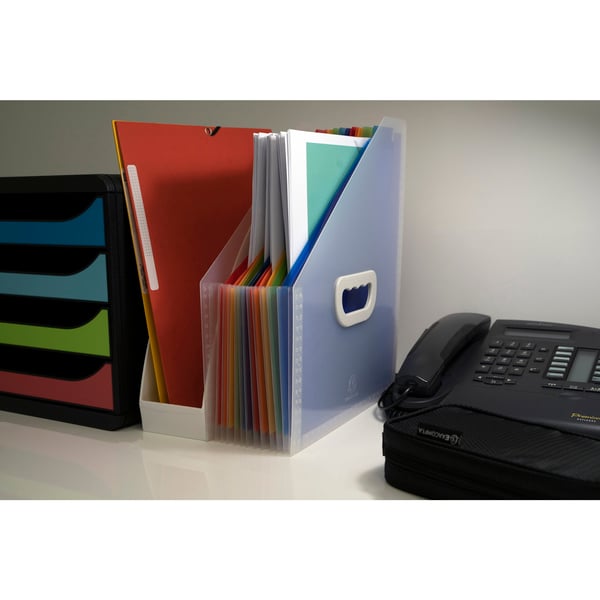 Exacompta 4x Ekspanderende mappe til magasiner, dokumenter, 26.5x32.5cm, 12 sektioner - Krystal 55598E