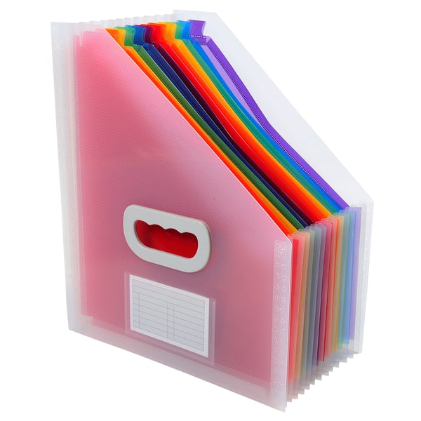 Exacompta 4x Ekspanderende mappe til magasiner, dokumenter, 26.5x32.5cm, 12 sektioner - Krystal 55598E