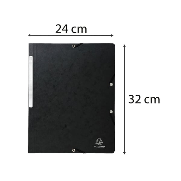 Exacompta 25x elastikmappe, 400 g/m2 presspap (uden flapper, A4) - Sort 5561E