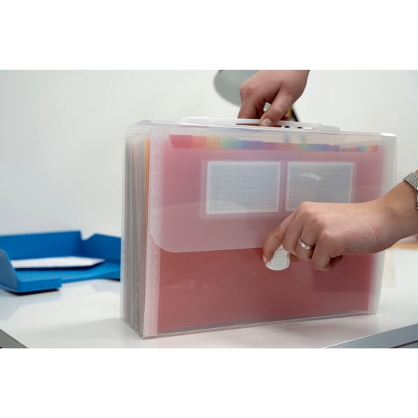 Exacompta 4x Crystal ekspanderbar mappe med håndtag (24 rum) - Krystal 55698E