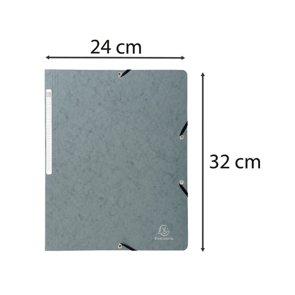 Exacompta 25x elastikmappe, 400 g/m2 presspap (uden flapper, A4) - Grå 5571E