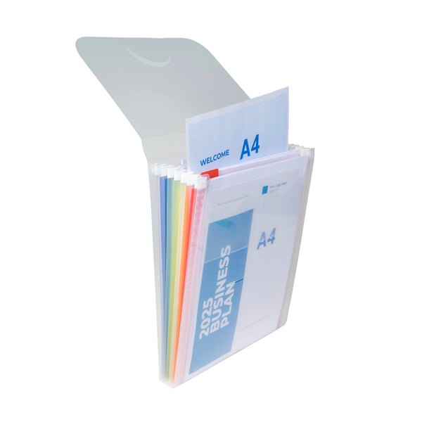 Exacompta 5x Crystal Vertical Expanding File, 6 sektioner - Krystal 55798E