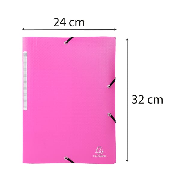 Exacompta 50x 3 flapmapper med elastikremme Opak Polypropylen A4. - Lyserød| 55820E