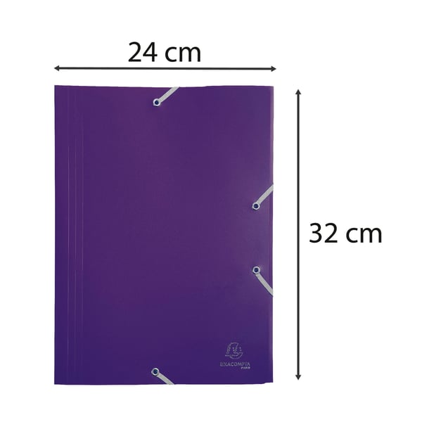Exacompta 30x 3 flapmapper med elastikbånd Opaque Polypropylen Eco A4 - Lilla 55918E