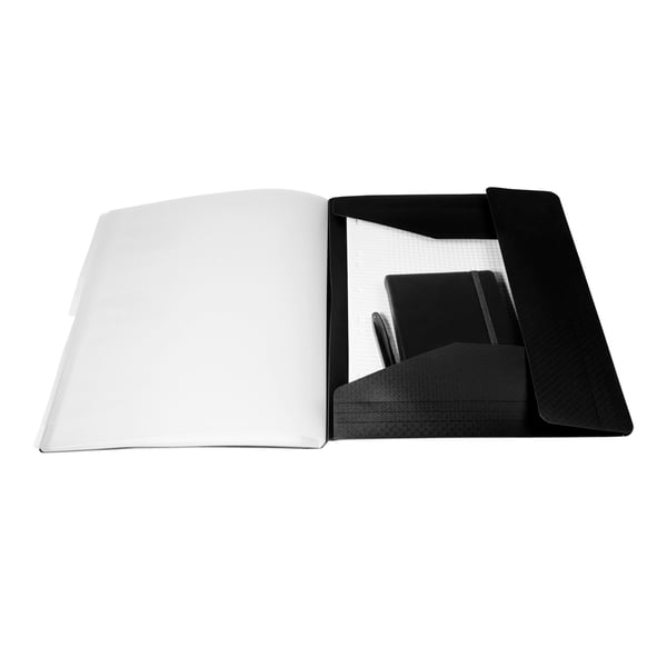 Exacompta 10x Multipartmappe med 3 klapper og elastiske stropper, Opak polypropylen 8 rum - A4-størrelse. - Sort 56181E
