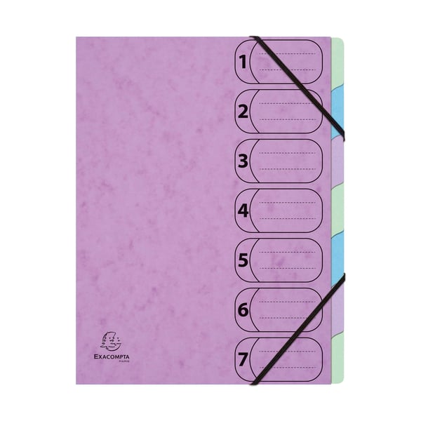 Exacompta 8x Aquarel Multipart File Harmonika 7P A4 - assorterede farver 56560E