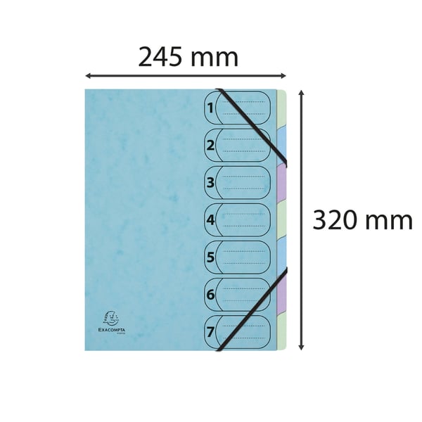 Exacompta 8x Aquarel Multipart File Harmonika 7P A4 - assorterede farver 56560E