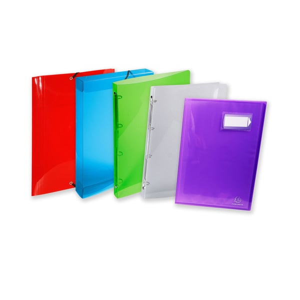 Exacompta 25x Crystal PP elastikmapper med 3 flapper, A4, assorteret, pakke med 5 stk. - assorterede farver 56701E