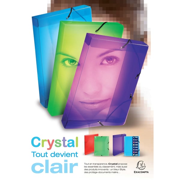 Exacompta 25x Crystal PP Elaticated 3 Flap Mapper, A4, Klar - Krystal 56742E