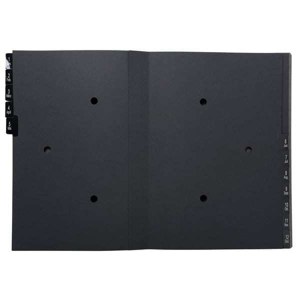 Exacompta 12x Multipart File, A4 270gsm, 12 sektioner maerket 1 til 12 - Sort 57012E