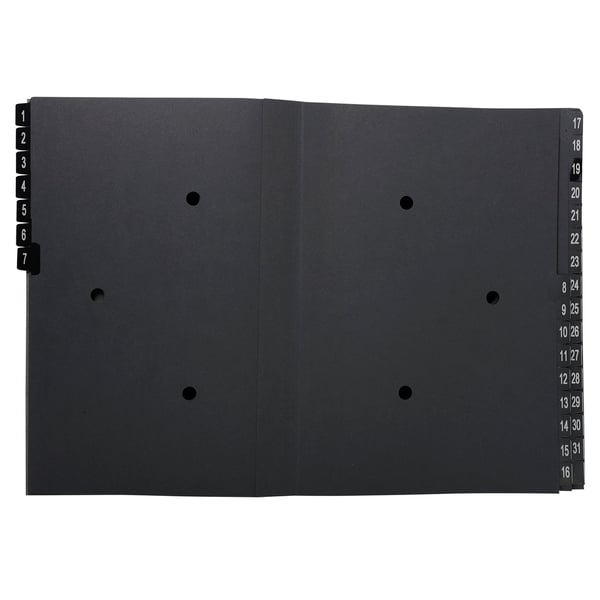 Exacompta 6x Multipart File, A4 270gsm, 32 sektioner maerket 1 til 31 - Sort 57032E