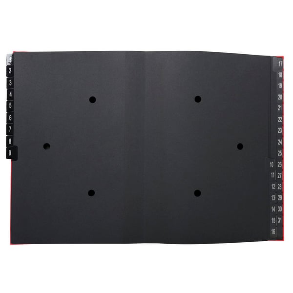Exacompta 6x Multipart File, A4 270gsm, 32 sektioner maerket 1 til 31 - Rød 57035E