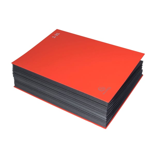 Exacompta 6x Multipart File, A4 270gsm, 32 sektioner maerket 1 til 31 - Rød 57035E
