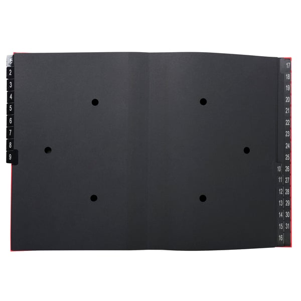 Exacompta 6x Multipart File, A4 270gsm, 32 sektioner maerket 1 til 31 - Rød 57035E