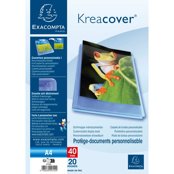 Exacompta 20x Kreacover Semi Rigid PP Display Book, A4, 20 lommer - Blå 5722E