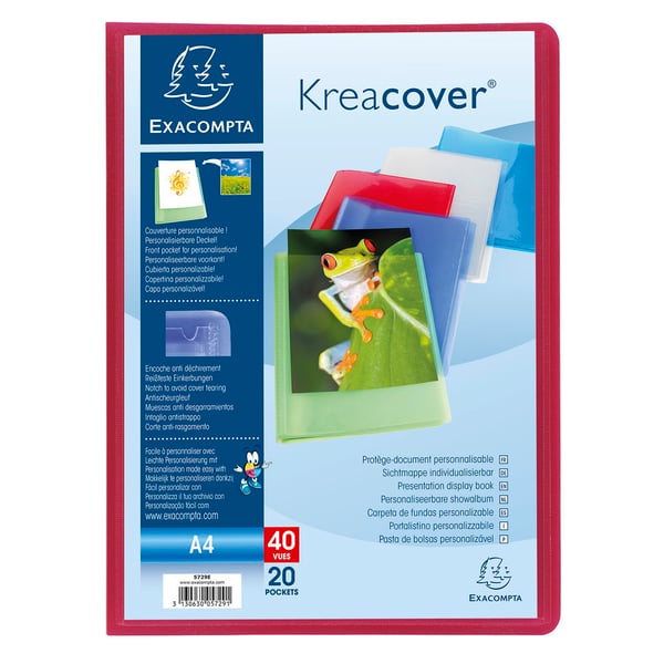 Exacompta 20x Kreacover Semi Rigid PP Display Book, A4, 20 lommer - assorterede farver 5729E