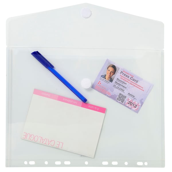 Exacompta 10x PP kuvertlomme med perforering, A4, Hook & Loop, pose med 5 - farveløs 57381E