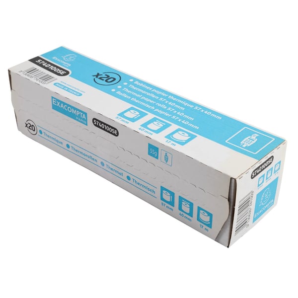 Exacompta 120x BPA-fri termisk kvittering Ruller 55g 57x40 - hvid 5740100SE