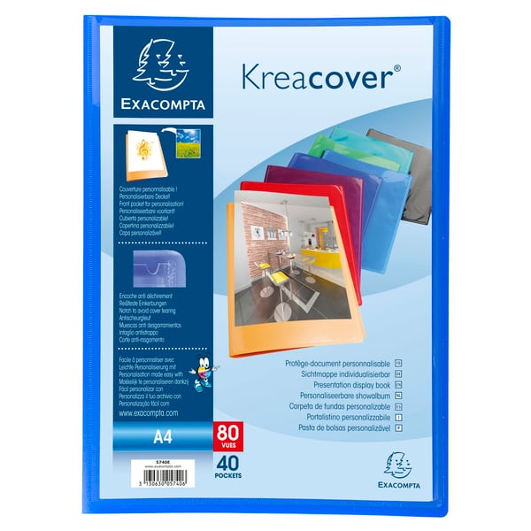 Exacompta 12x Kreacover PP Display Book, A4 - assorterede farver 5740E