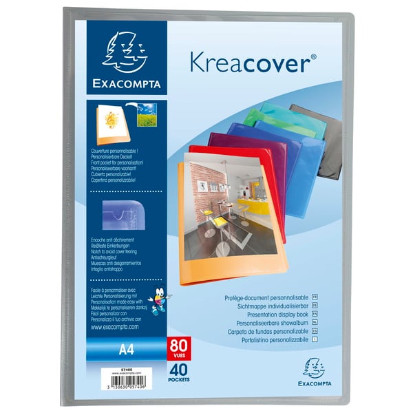 Exacompta 12x Kreacover PP Display Book, A4 - assorterede farver 5740E