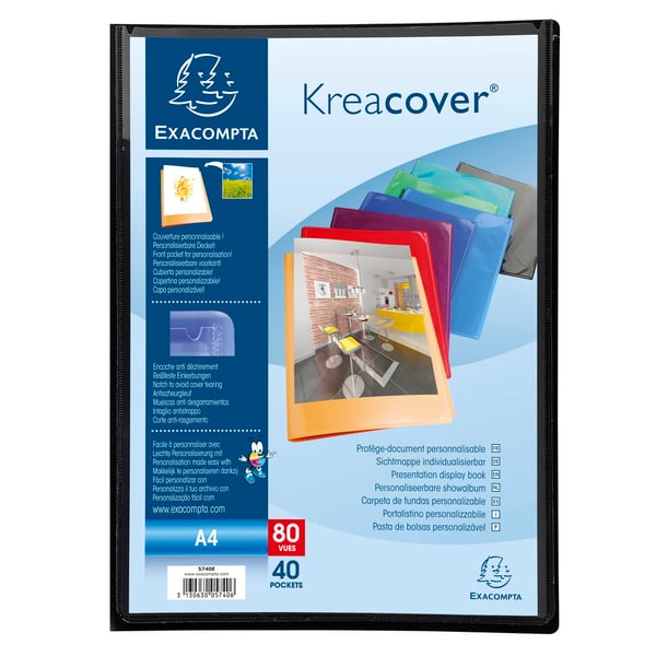 Exacompta 12x Kreacover PP Display Book, A4 - assorterede farver 5740E
