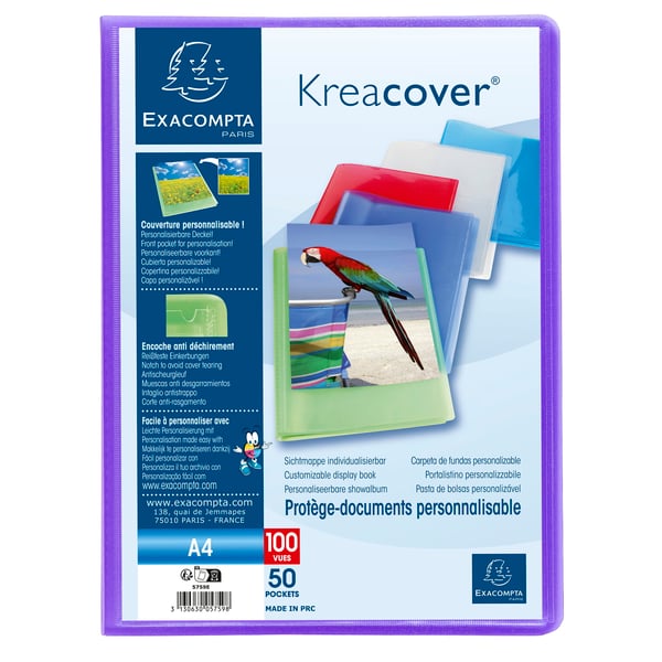 Exacompta 8x Kreacover PP displaybøger, A4 - assorterede farver 5759E