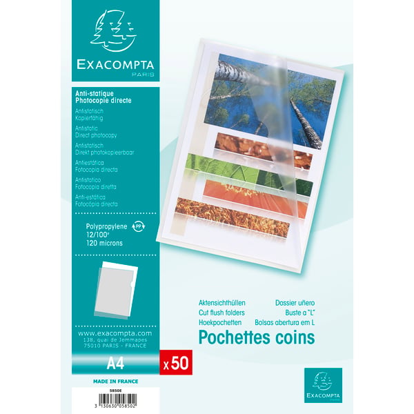 Exacompta 10x PP-folder, A4, pose med 50 stk. - Krystal 5850E