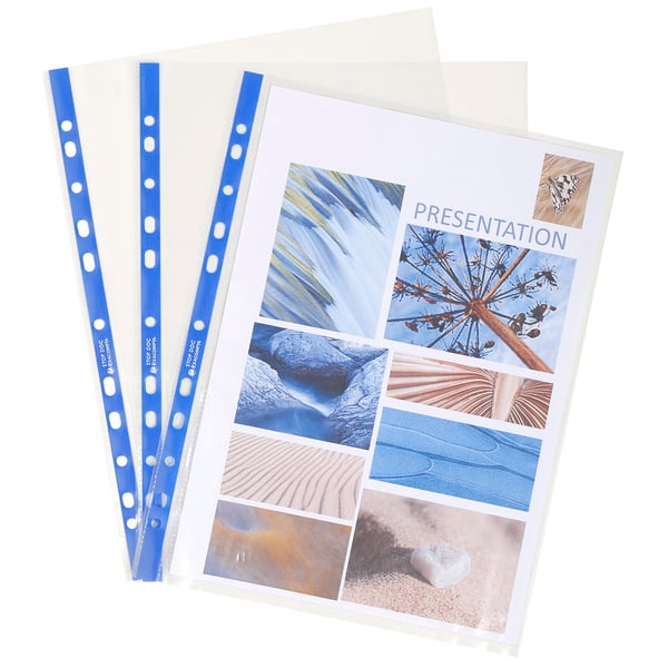 Exacompta Stop Doc Punched Pockets, Pk 100 - Krystal 5870E