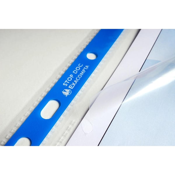 Exacompta 4x Stop Doc Punched Pockets, Pk 25 - Krystal 5875E