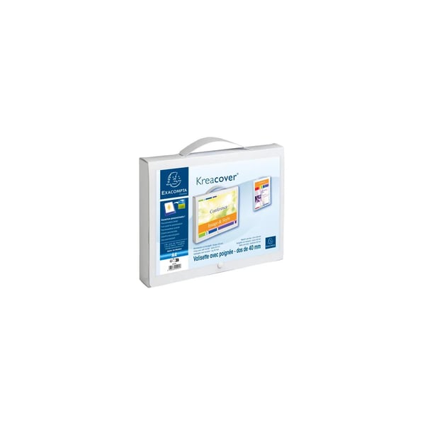 Exacompta 10x Kreacover arkivmappe med håndtag PP A4 40mm rygrad - hvid 5925E