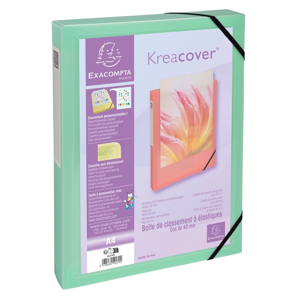 Exacompta 5x Kreacover PP Filing Box 40mm, Pastel Assorted - assorterede farver 59279E
