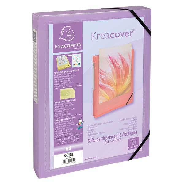 Exacompta 5x Kreacover PP Filing Box 40mm, Pastel Assorted - assorterede farver 59279E