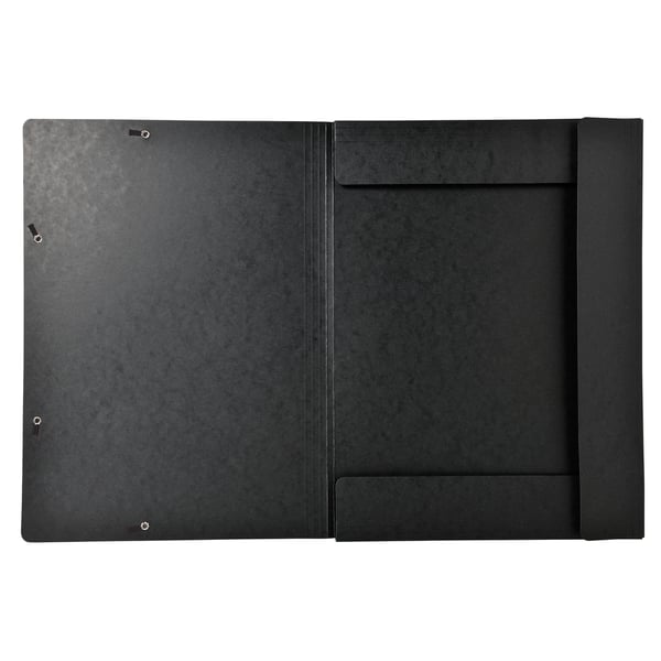 Exacompta 5x Mappe med 3 klapper og elastiske stropper 600 g/m2 hård glaseret meleret presspap - A3 størrelse - Sort 59502E