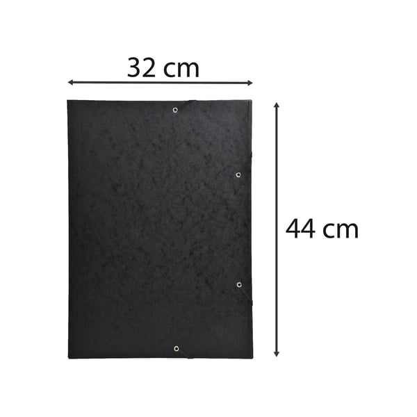 Exacompta 5x Mappe med 3 klapper og elastiske stropper 600 g/m2 hård glaseret meleret presspap - A3 størrelse - Sort 59502E