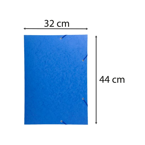 Exacompta 5x Mappe med 3 klapper og elastiske stropper 600 g/m2 hård glaseret meleret presspap - A3 størrelse - Blå 59507E
