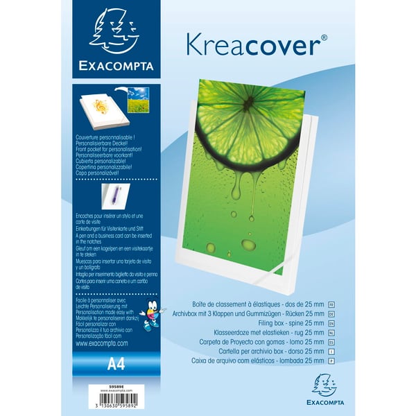 Exacompta 17x Arkiveringsboks 25 mm ryg, uigennemsigtig 0,7 mm polypropylen Krea Cover - hvid 59589E