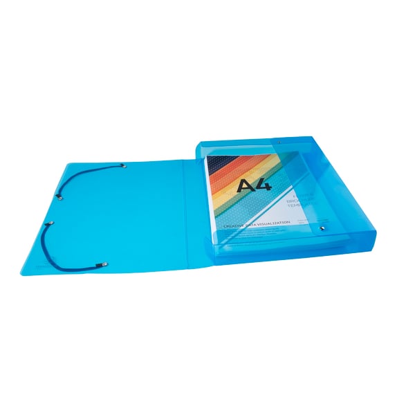 Exacompta 8x Elastisk PP arkiveringsboks Crystal 40mm ryg A4 - assorterede farver 59610E