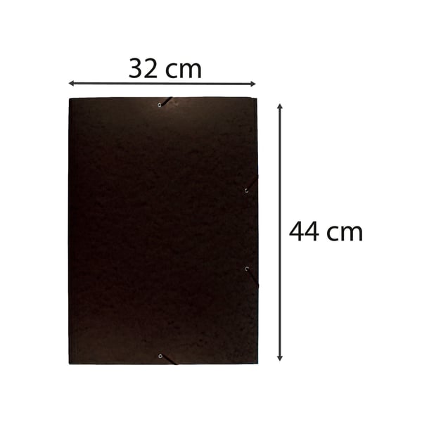 Exacompta 10x 3-flap mappe med elastiske stropper 600gsm hård glaseret meleret presspap - A2 størrelse - Sort 59651E