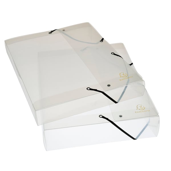 Exacompta 8x Elastisk PP arkiveringsboks Crystal 60mm ryg A4 - Krystal 5982E