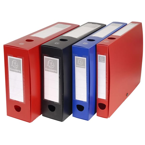 Exacompta 10x Arkivboks med lukning med trykknap 100 mm ryg PP uigennemsigtig A4 - Sort 59931E