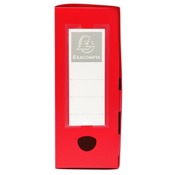 Exacompta 10x Arkivboks med lukning med trykknap 100 mm ryg PP uigennemsigtig A4 - Rød 59935E