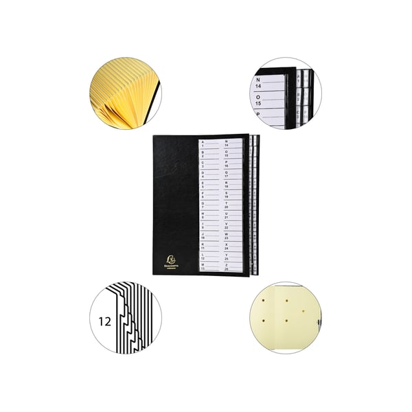 Exacompta Multipartmappe 26 alfanumeriske faner - A4 - Sort 621226E
