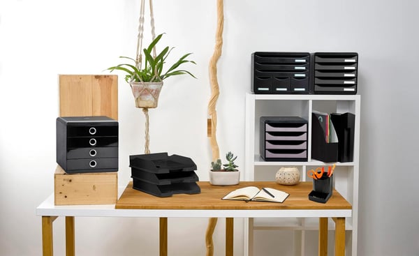 Exacompta EcoBlack Mini-OCTO genbrugte pennebeholder - Sort 675014D