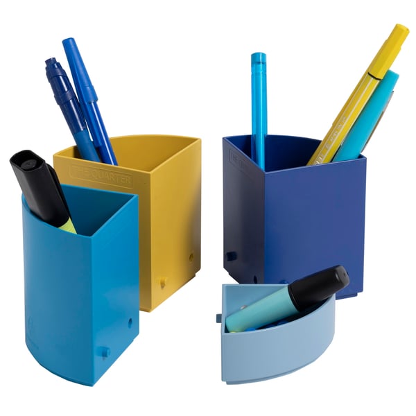 Exacompta 3x Quarter Bee Blue modulopbygget penneholder - assorterede farver 68202D