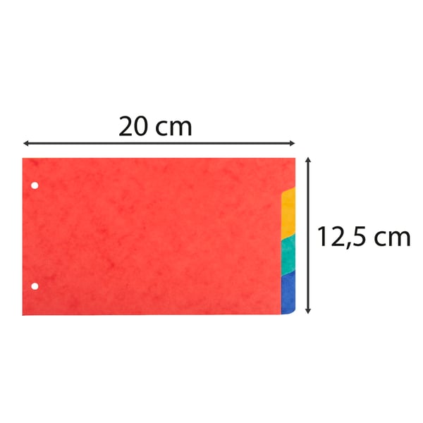 Exacompta 10x Dividers til pladskort genbrugskarton 225gsm 4 faner - 125x200mm - assorterede farver 704E